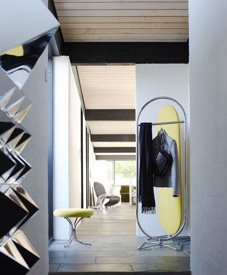 The 1-2-3 Rack makes an excellent storage solution for modern spaces. It is often paired with the 1-2-3 Mirror, a free standing mirror that fits any contemporary space.