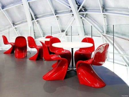 Together with Vitra, Panton came up with the first prototypes for this molded one-piece chair in the 1960s and the Panton Chair went into series production as of 1967. Unlike the cheaper Panton Chair Standard in solid plastic, Panton Chair Classic is made of rigid expanded plastic and has a lacquered surface.