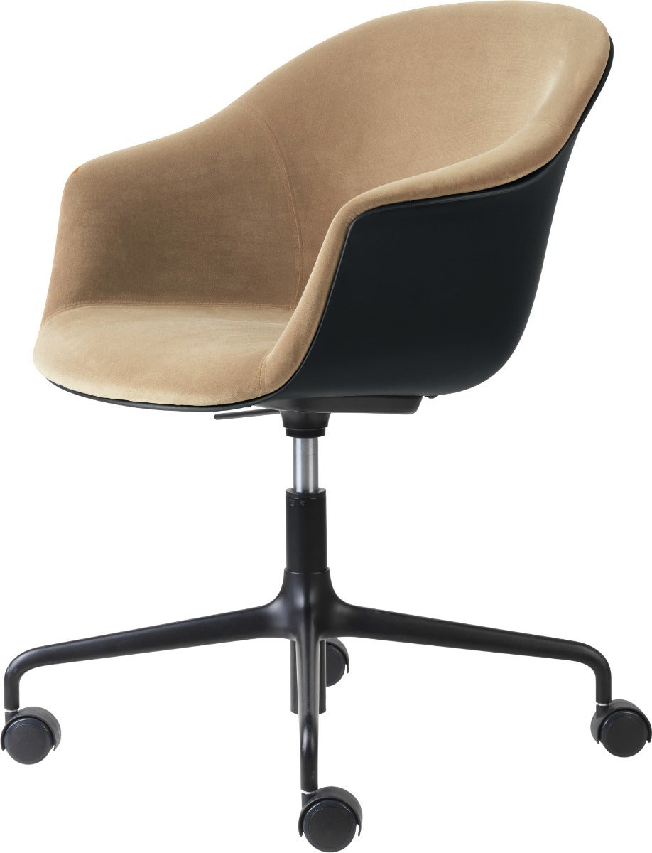 GUBI Bat Height Adjustable 4-Star Base Meeting Chair with Castors - Front Upholstered