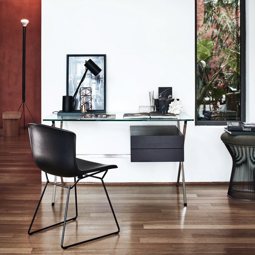 Knoll Harry Bertoia Leather Covered Side Chair