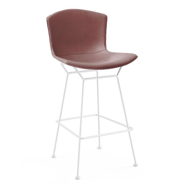 Knoll Harry Bertoia Leather Covered Barstool