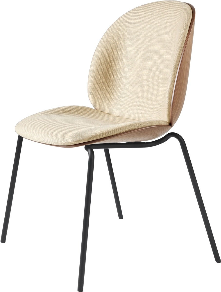 GUBI Beetle 4-Leg Stackable Dining Chair - Veneer Shell - Front Upholstered