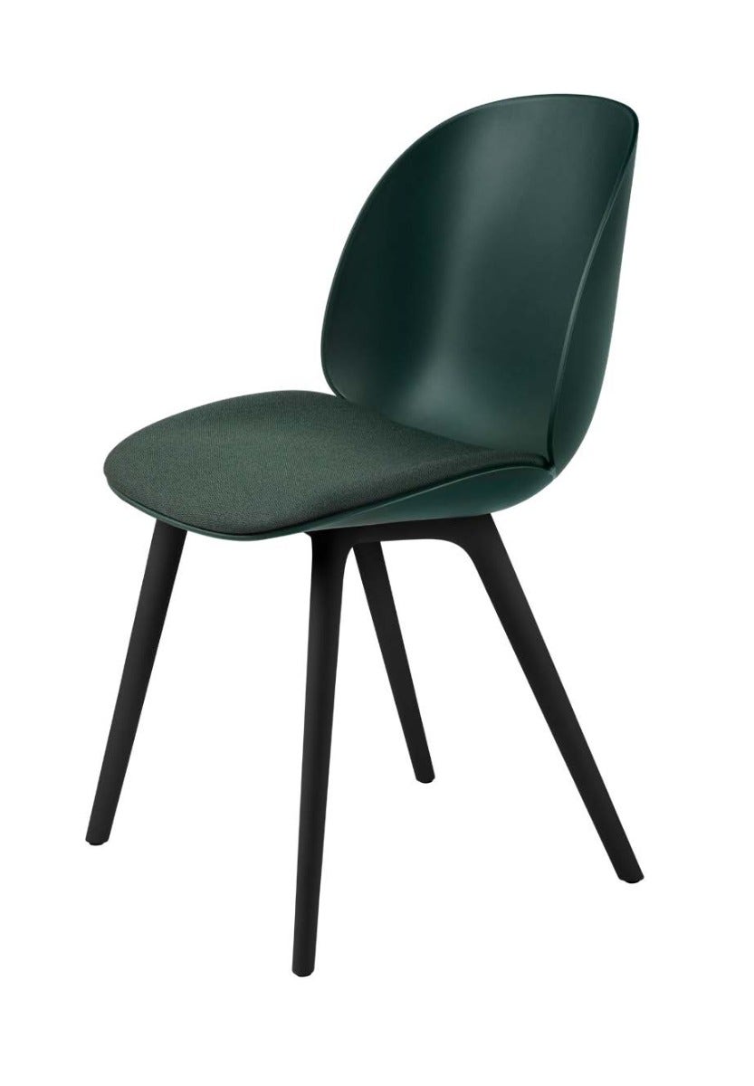 GUBI Beetle Black Plastic Base Dining Chair - Upholstered Seat
