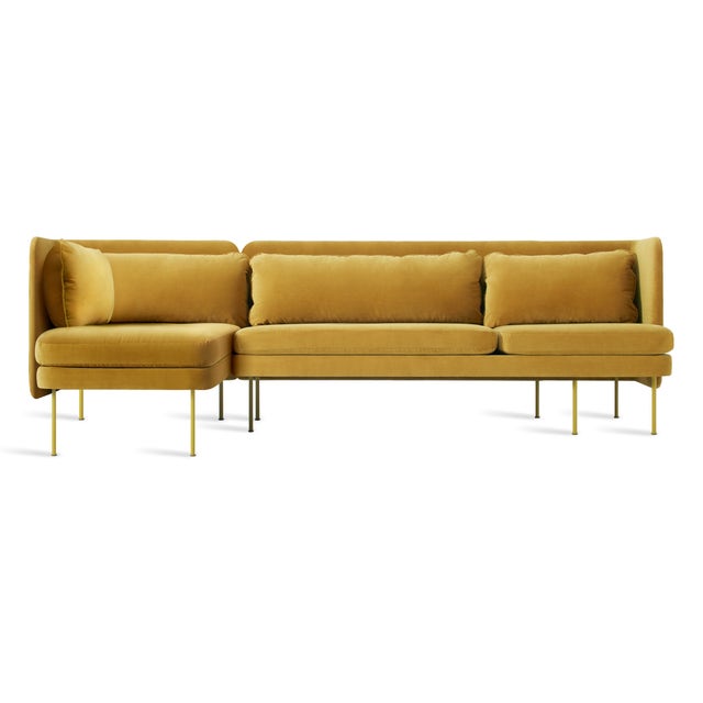 Blu Dot Bloke Velvet Sofa with Arm Chaise