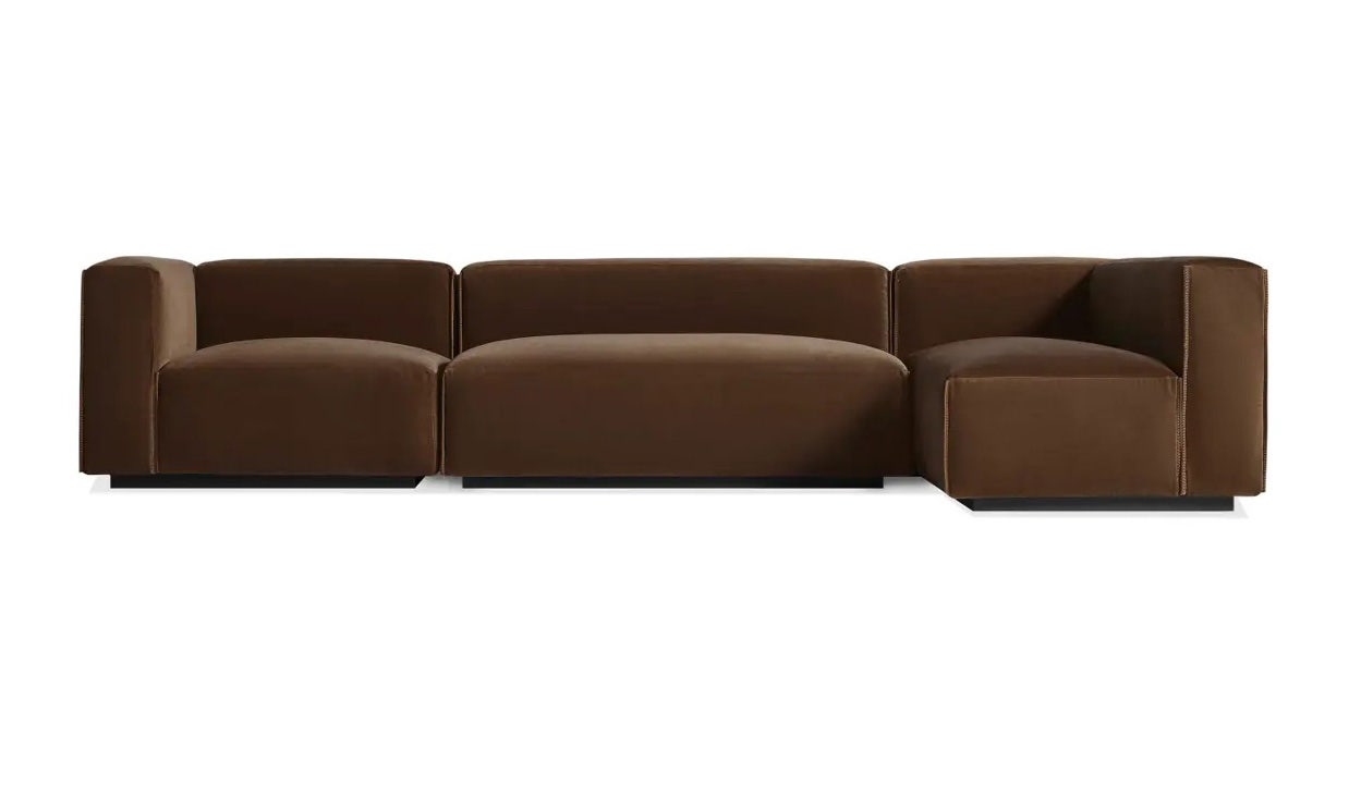 Blu Dot Cleon Medium Plus Velvet Sectional Sofa