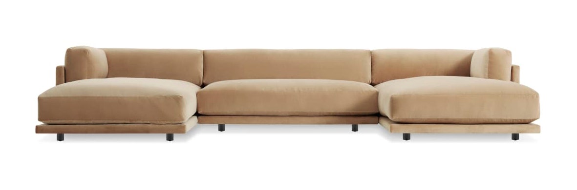Blu Dot Sunday U Shaped Sectional Velvet Sofa