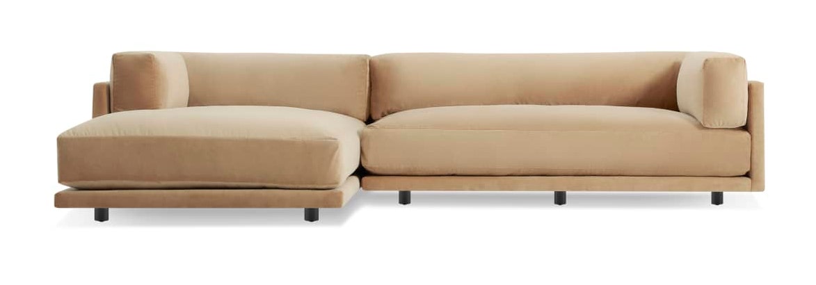 Blu Dot Sunday Small Velvet Sofa with Chaise