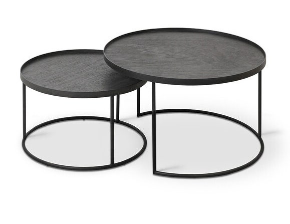 Ethnicraft Round Tray Coffee Table Set