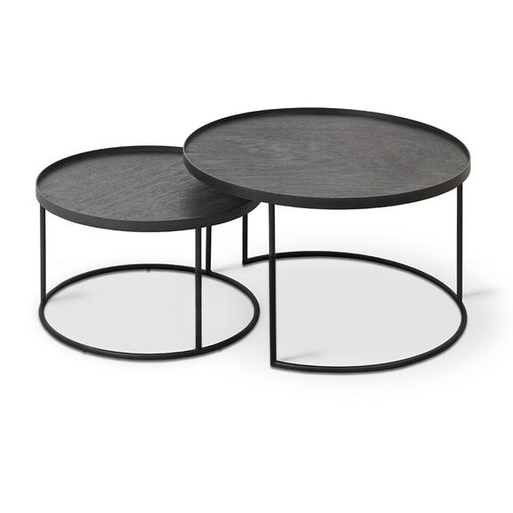 Ethnicraft Round Tray Coffee Table Set