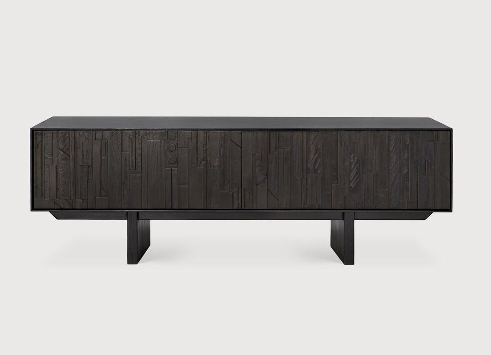 Ethnicraft Teak Mosaic TV Cupboard - 1 Flip Down Door and 1 Drawer