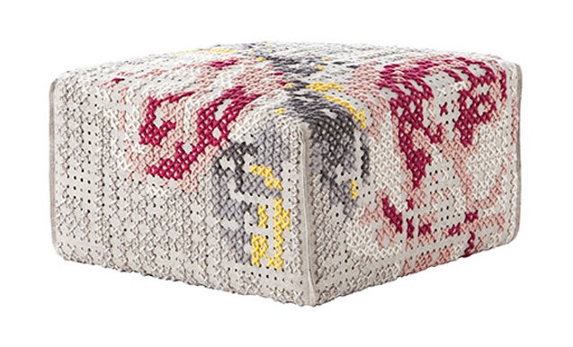 GAN Canevas Square Flowers Pouf