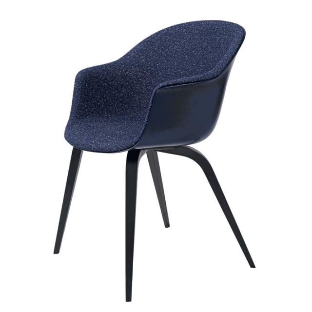 GUBI Bat Wood Base Dining Chair - Front Upholstered
