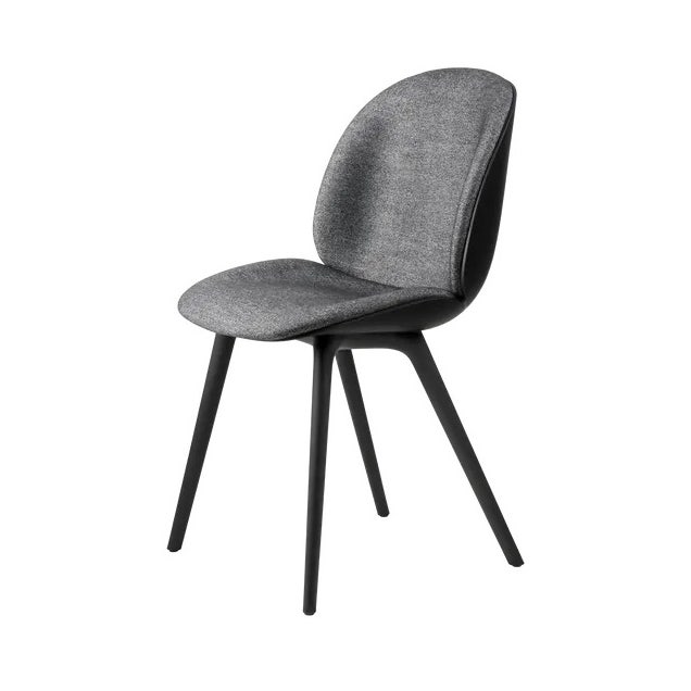 GUBI Beetle Black Plastic Base Dining Chair - Front Upholstered
