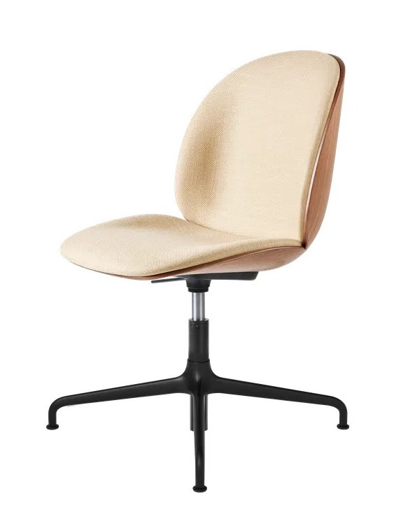 GUBI Beetle Height Adjustable 4-Star Base Meeting Chair - Veneer Shell - Front Upholstered
