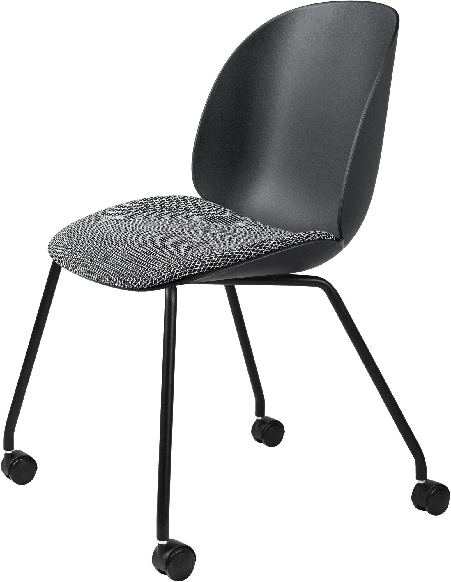 GUBI Beetle Meeting Chair 4 Legs with Castors - Upholstered Seat