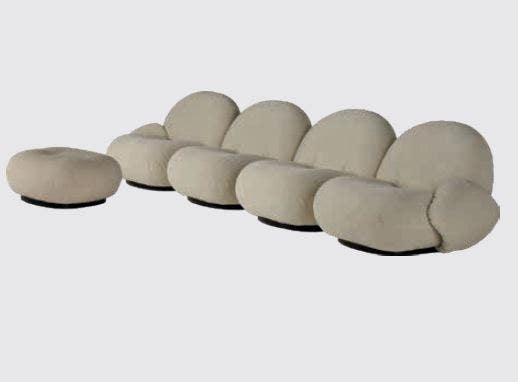 GUBI Pacha 4 Seater Sofa with Armrests & Ottoman - Fully Upholstered