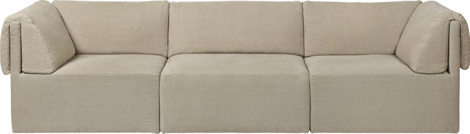 GUBI Wonder 3-Seater Sofa with Armrest - Fully Upholstered