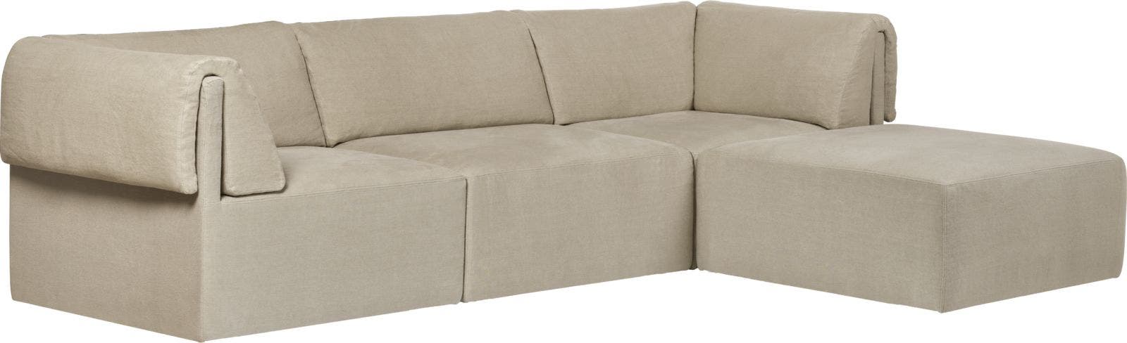 GUBI Wonder 3-Seater Sofa with Chaise Longue - Fully Upholstered