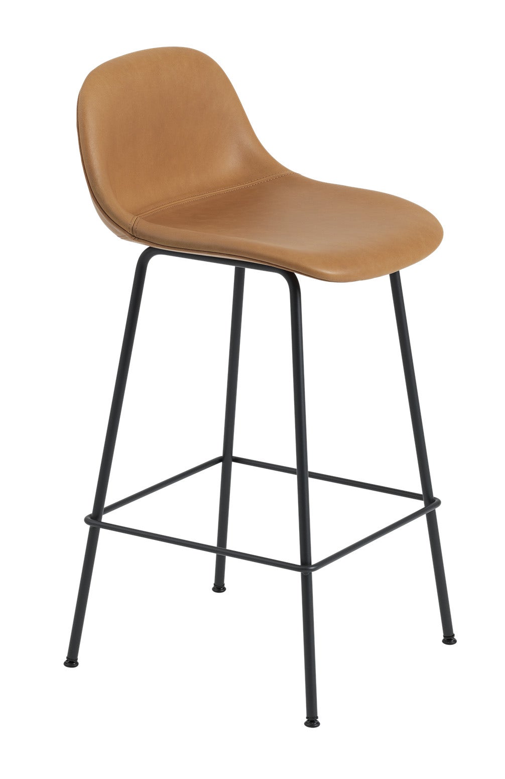 Muuto Fiber Tube Base Bar Stool with Backrest - Upholstered
