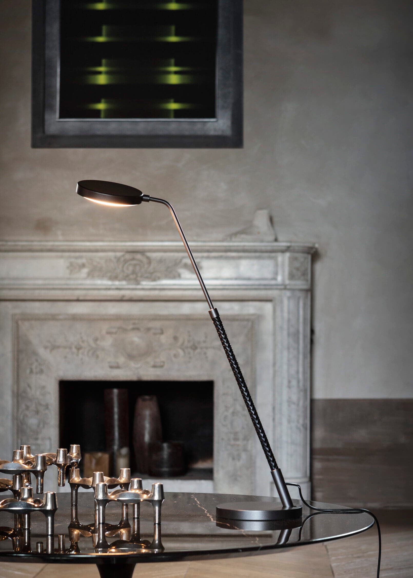 Penta Spoon Table Lamp - Black leather