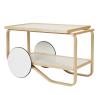 IKI White HPL Shelves / Natural Lacquered Frame / White Lacquered Wheels