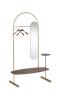 Brass Structure and Walnut Wood Tray and Shelf