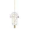 1 Gold Vertical Oval + 1 Curled Stem (Blue & White Dots)