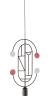 1 Graphite Vertical Oval + 2 Curled Stems (White & Pink Dots)