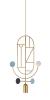 1 Gold Vertical Oval + 1 Stem + 1 Curled Stem (Blue & White Dots)