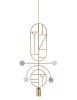 1 Gold Vertical Oval + 1 Gold Circle + 1 Stem + 1 Curled Stem (Blue, White & Turquoise Dots)