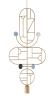 1 Gold Vertical Oval + 1 Gold Horizontal Oval + 1 Gold Circle + 1 Stem + 1 Curled Stem (Blue & White Dots)