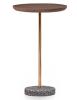 Walnut top and glossy Titanio metal structure with Rugantino terrazzo base