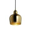 Unvarnished brass shade, inside raw, black plastic cable